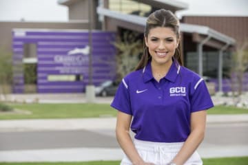 Sarah Mondragon in front of the GCU Golf Course