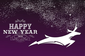 happy new year on purple backgroung with gcu lope logo next to it