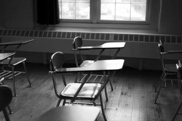 desk in a classroom