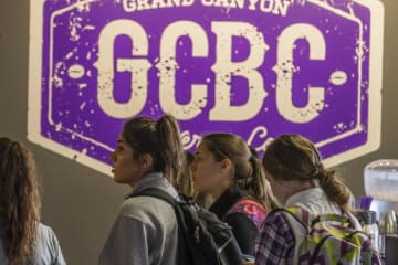 Students standing in line at GCBC