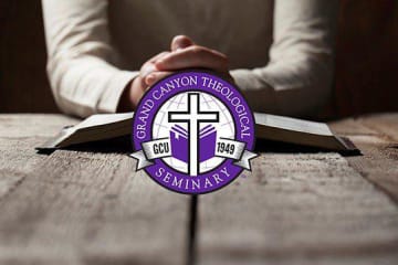 folded hands with gcu theology logo