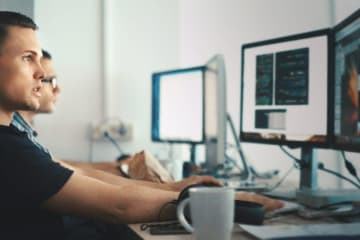 man working on computer