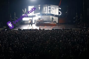 A large worship service at a church