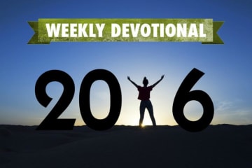 A 2016 sign under the Weekly Devotional banner