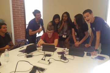 students working on laptops