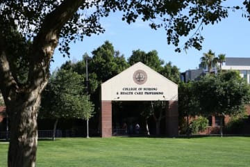 Front of College of Nursing and Health Care building on GCU campus