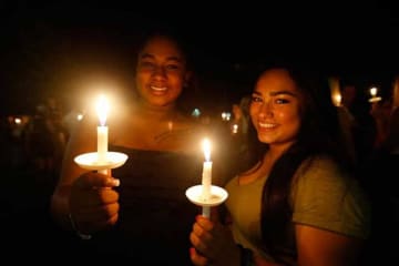 Students at a candle light vigil