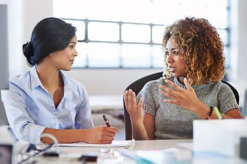 two people talking to each other