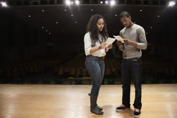 Students preparing for an acting audition