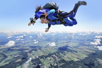 two people sky diving