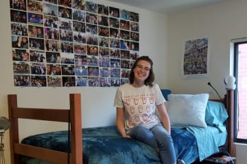 Kaylor Jones in her dorm room