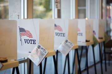 voting booths in a room