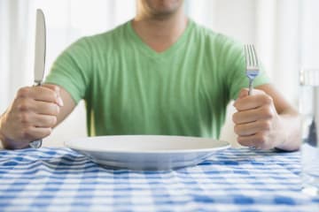 Man sitting in front of an empty plate