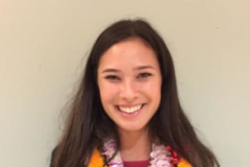 Rachel Kawakami in a lei 