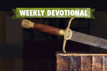 A sword under the Weekly Devotional banner