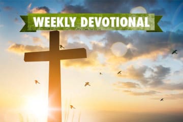 Weekly Devotional: Cross in front of sunset