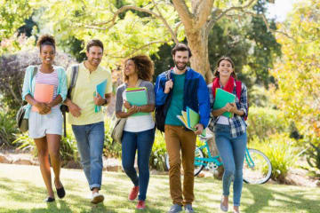 group of students walking