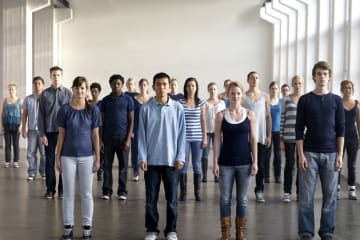 students standing together