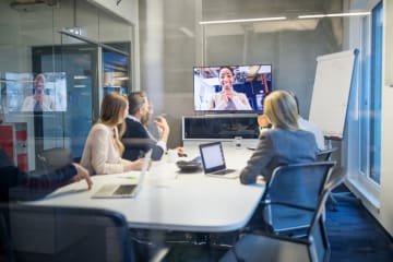 Businessmen and businesswomen in meeting