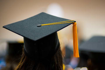 The graduation cap of a female doctorate student