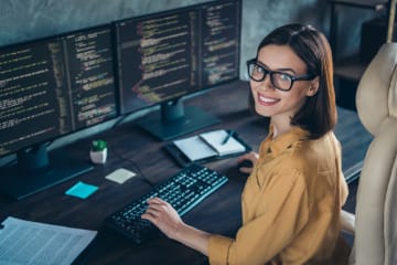 woman developing website cybersecurity