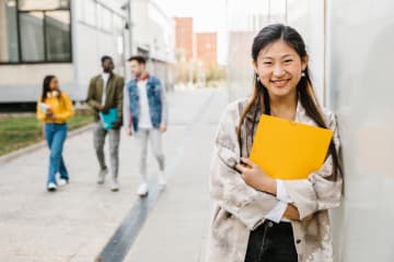 Asian female student smiling