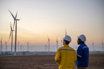 Industrial engineers working with windmills