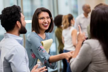 A group of teachers building connections with each other