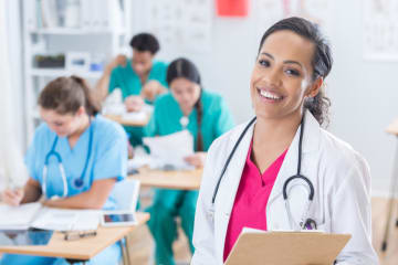 A nurse educator in a classroom