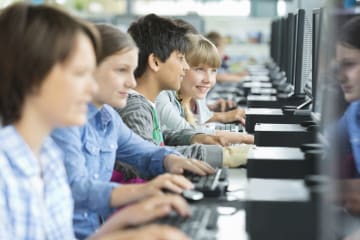 Students using technology in the classroom 