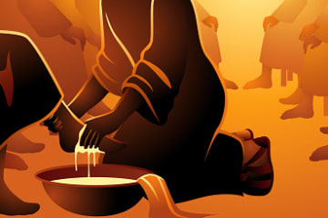 Jesus demonstrates freedom and servitude by washing his disciples' feet