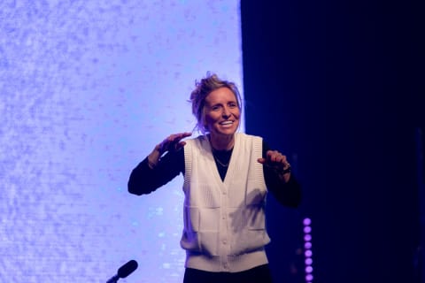 Female speaker at Chapel