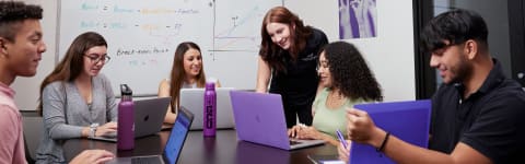 Online accounting students working together in a study group