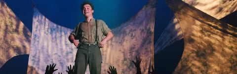 Student performing in the starcatcher play