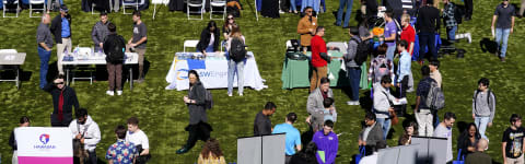 aerial view of a career fair