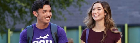 Diverse high school dual enrollment program students walking at GCU