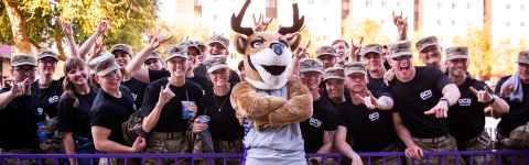 GCU mascot with ROTC recruits