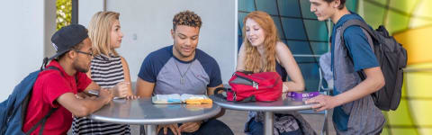 a group of students read the bible on campus