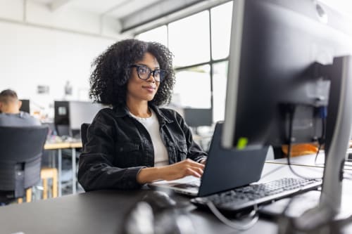 Woman working on computer