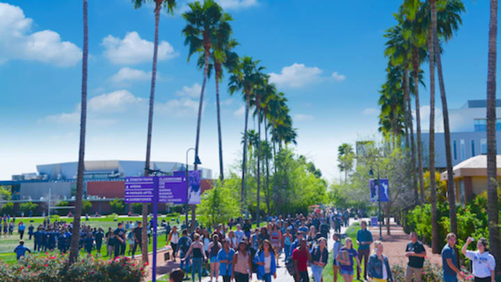 Grand Canyon University Surpasses 20,000 in Enrollment at Phoenix Campus view of GCU campus walkway