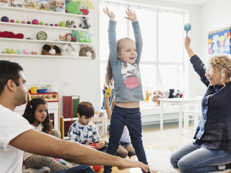 Students dancing and playing