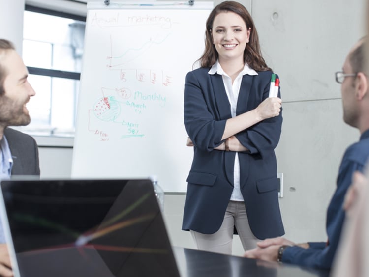 Businesswoman leading a presentation on a meeting