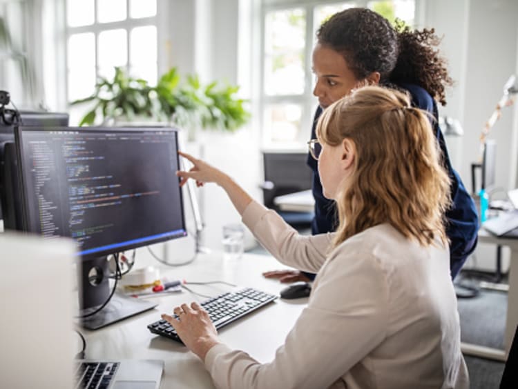 information technology degree student learning from their professor