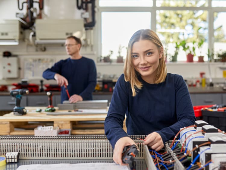 Student taking electrical engineering course