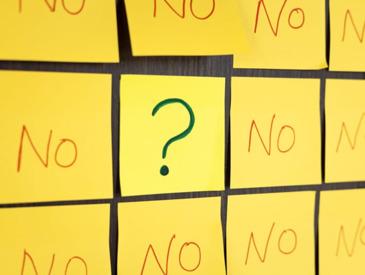 Notes saying "no" and a note with a question mark