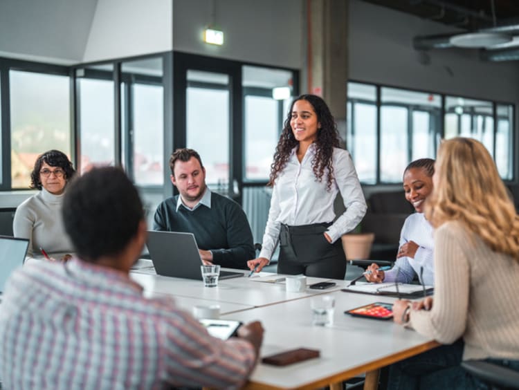 Group of business people working on a project