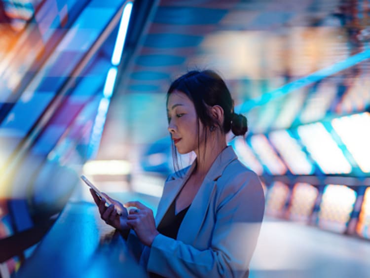 Woman checking software at work.