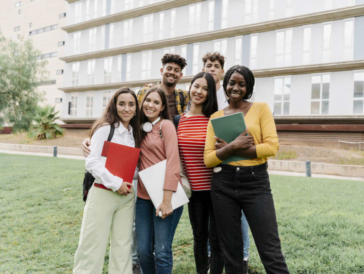 Group of college students standing together