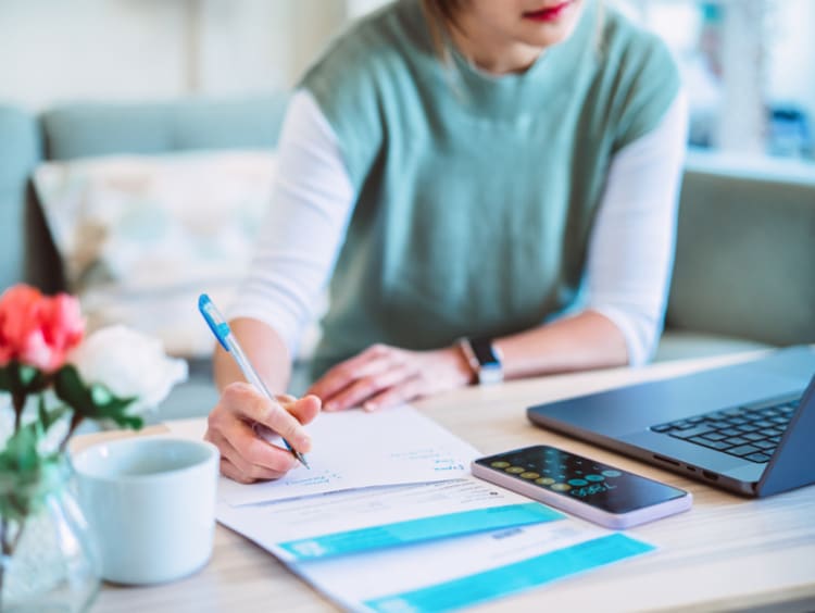 Young female managing expenses