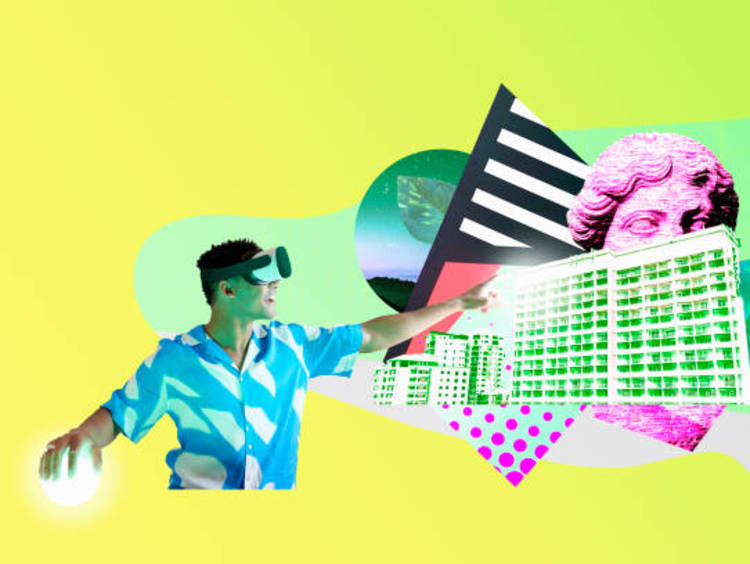 Guy in virtual reality.